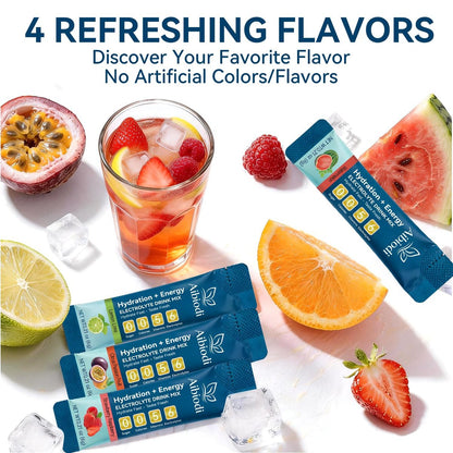 Aibiodi Elektrolyt-Pulver-Päckchen - Zuckerfrei & Kalorienfrei - Flüssiger Daily IV Drink Mix - Sofortige Hydration & Energie mit 6 Elektrolyten und 5 Vitaminen - Keto-freundlich & Vegan - 12 Sticks