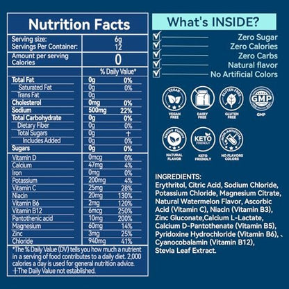 Aibiodi Elektrolyt-Pulver-Päckchen - Zuckerfrei & Kalorienfrei - Flüssiger Daily IV Drink Mix - Sofortige Hydration & Energie mit 6 Elektrolyten und 5 Vitaminen - Keto-freundlich & Vegan - 12 Sticks