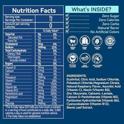 Aibiodi Elektrolyte Pulver Beutel - Zuckerfrei & Kalorienfrei Liquid Daily IV Drink Mix - Sofortige Hydratation & Energie mit 6 Elektrolyten und 5 Vitaminen, Keto-freundlich & Vegan - 12 Sticks
