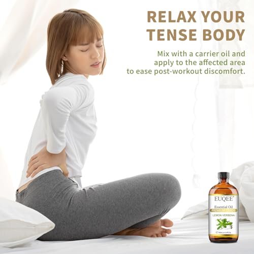 EUQEE Zitronenverbene Ätherisches Öl 118ml – Reines & Natürliches Zitrusduftöl für Diffuser, Hautpflege, Morgenrituale & Aromatherapie, Große Flasche mit Pipette