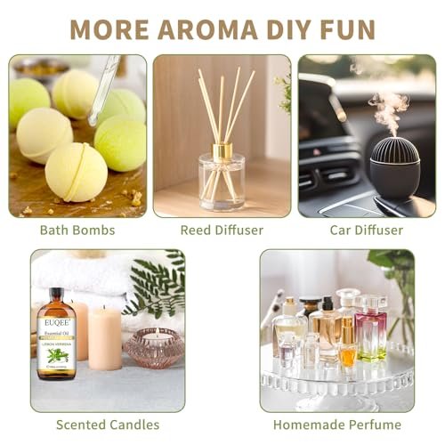 EUQEE Zitronenverbene Ätherisches Öl 118ml – Reines & Natürliches Zitrusduftöl für Diffuser, Hautpflege, Morgenrituale & Aromatherapie, Große Flasche mit Pipette