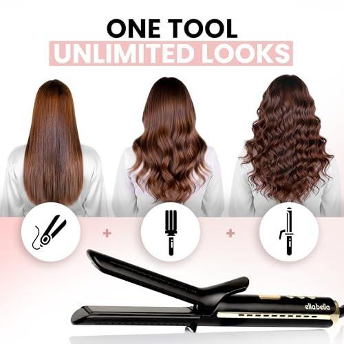 ELLA BELLA® 2-in-1 Haarglätter & Lockenstab mit Luftstrom, NST-Platten, Glätteisen & Lockenstab für kurzes und langes Haar, Salon-Ergebnisse zu Hause