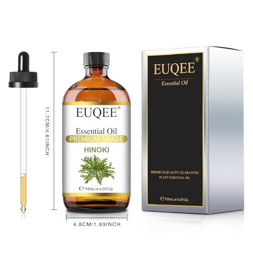EUQEE Hinoki Ätherisches Öl 118ml - Reines japanisches Hinokiöl für Aromatherapie, Meditation und Hautpflege