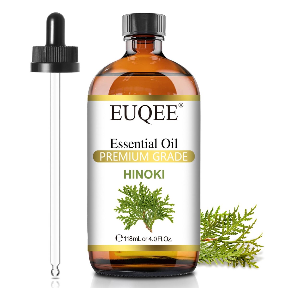 EUQEE Hinoki Ätherisches Öl 118ml - Reines japanisches Hinokiöl für Aromatherapie, Meditation und Hautpflege