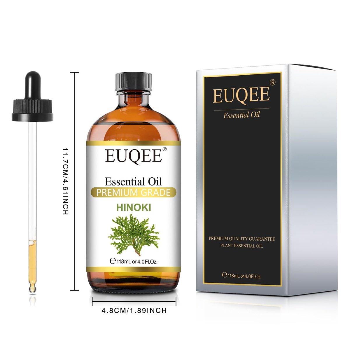 EUQEE Hinoki Ätherisches Öl 118ml - Reines japanisches Hinokiöl für Aromatherapie, Meditation und Hautpflege