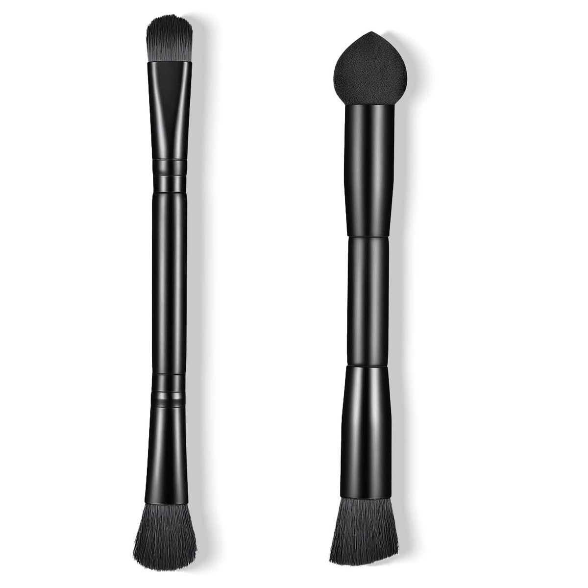 2er-Set Dual-Ended Haaransatz-Puderpinsel: 2-in-1 Reise-Makeup-Pinsel mit Schwammspitze und weichen Borsten zum Kaschieren, Konturieren und Ansatz-Auffrischen