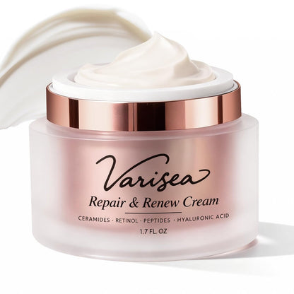 Varisea Anti-Aging Gesichtsfeuchtigkeitscreme mit Retinol, Ceramiden, Peptiden & Hyaluronsäure – Unterstützt die Feuchtigkeitsbarriere der Haut, verbessert Weichheit & Elastizität – Für Gesicht und Hals, duftstofffrei