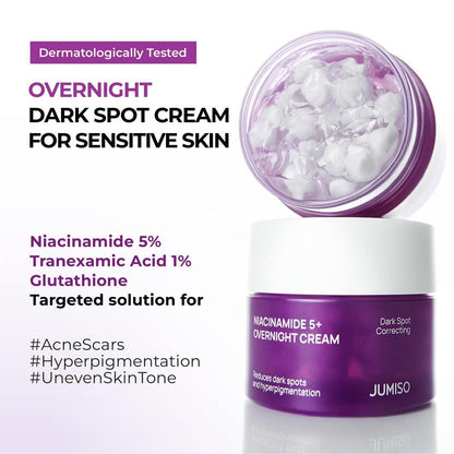 JUMISO Niacinamide 5+ Overnight Capsule Cream – 50ml Schmelzende Kapsel-Schlafmaske mit 5% Niacinamid, 1% TXA & Glutathion für Glas-Haut, Koreanische Hautpflege