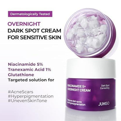 JUMISO Niacinamide 5+ Overnight Capsule Cream – 50ml Schmelzende Kapsel-Schlafmaske mit 5% Niacinamid, 1% TXA & Glutathion für Glas-Haut, Koreanische Hautpflege
