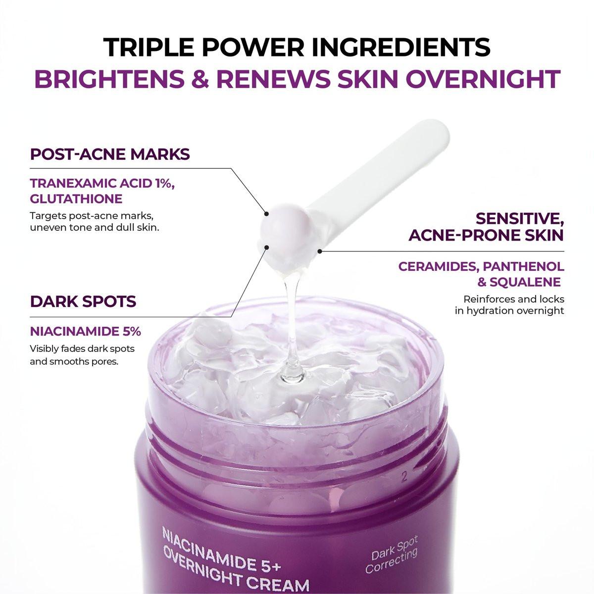JUMISO Niacinamide 5+ Overnight Capsule Cream – 50ml Schmelzende Kapsel-Schlafmaske mit 5% Niacinamid, 1% TXA & Glutathion für Glas-Haut, Koreanische Hautpflege