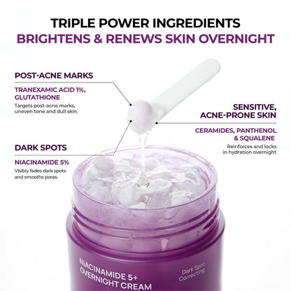 JUMISO Niacinamide 5+ Overnight Capsule Cream – 50ml Schmelzende Kapsel-Schlafmaske mit 5% Niacinamid, 1% TXA & Glutathion für Glas-Haut, Koreanische Hautpflege