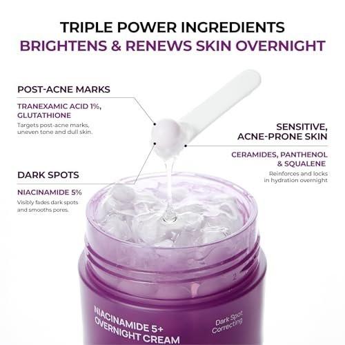 JUMISO Niacinamide 5+ Overnight Capsule Cream – 50ml Schmelzende Kapsel-Schlafmaske mit 5% Niacinamid, 1% TXA & Glutathion für Glas-Haut, Koreanische Hautpflege