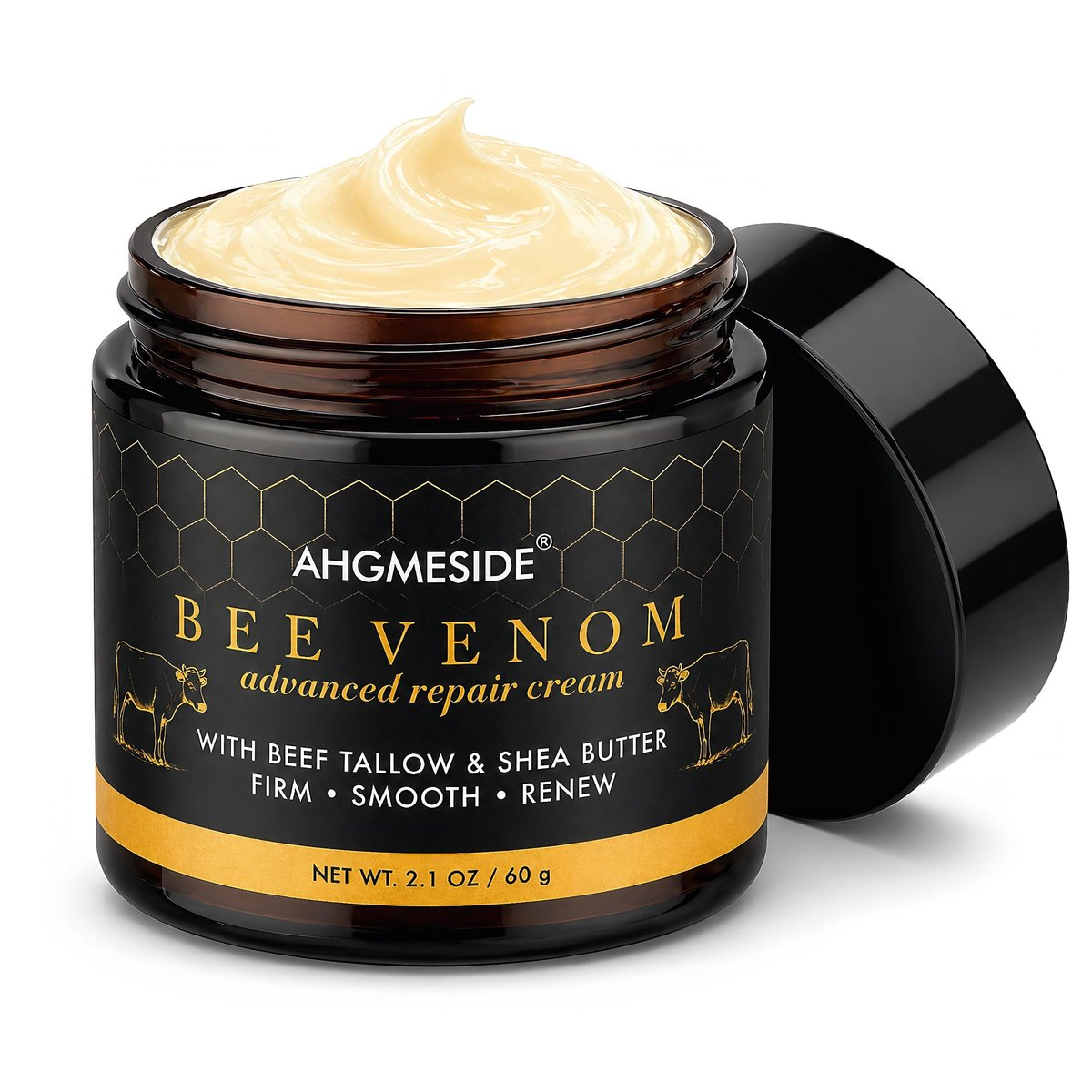 Bienengift-Creme – Natürliche Bienengift-Hautbehandlungscreme, Anti-Aging, Straffung & Faltenpflege, Tiefenfeuchtigkeitsspender für trockene, reife & gestresste Haut, 60 ml