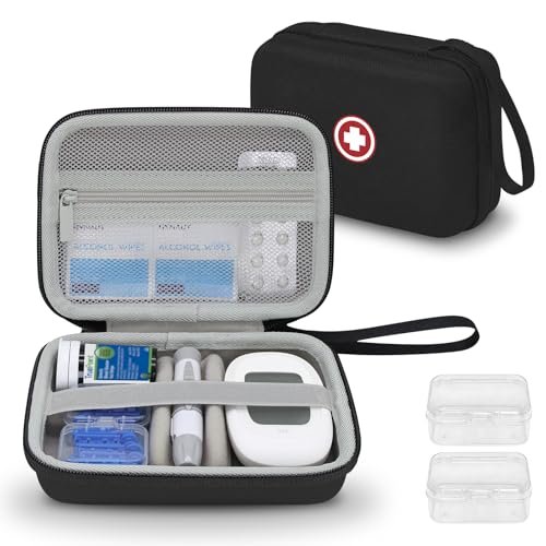 Diabetiker-Reisetasche, Aufbewahrungs- und Organizer-Tasche für Diabetes-Testkit, Blutzuckermessgerät, Teststreifen, Lanzetten und Stechhilfe (nur Tasche) – Graues Innenfutter