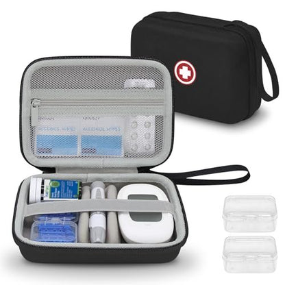 Diabetiker-Reisetasche, Aufbewahrungs- und Organizer-Tasche für Diabetes-Testkit, Blutzuckermessgerät, Teststreifen, Lanzetten und Stechhilfe (nur Tasche) – Graues Innenfutter