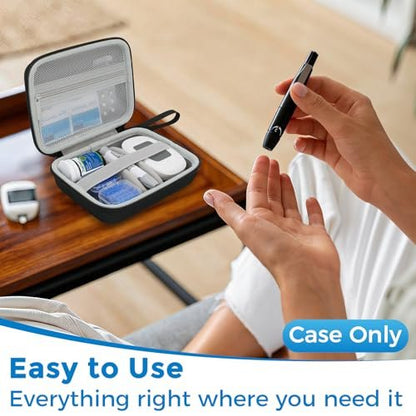 Diabetiker-Reisetasche, Aufbewahrungs- und Organizer-Tasche für Diabetes-Testkit, Blutzuckermessgerät, Teststreifen, Lanzetten und Stechhilfe (nur Tasche) – Graues Innenfutter