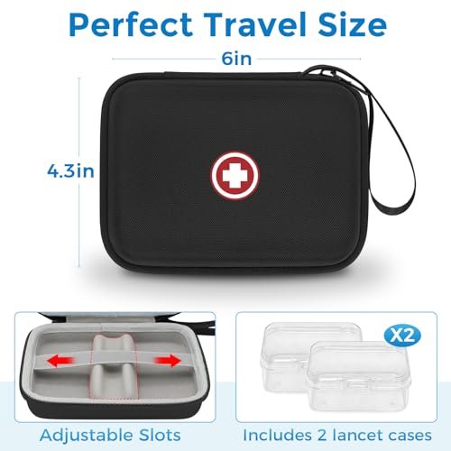 Diabetiker-Reisetasche, Aufbewahrungs- und Organizer-Tasche für Diabetes-Testkit, Blutzuckermessgerät, Teststreifen, Lanzetten und Stechhilfe (nur Tasche) – Graues Innenfutter