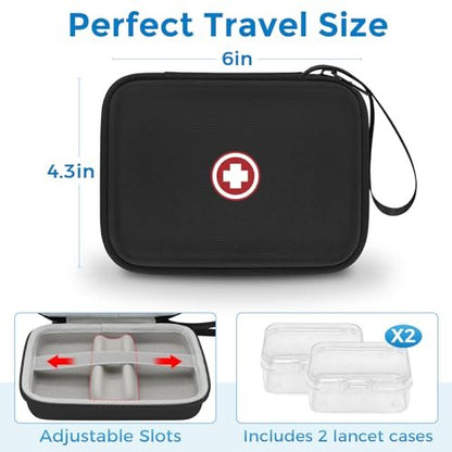 Diabetiker-Reisetasche, Aufbewahrungs- und Organizer-Tasche für Diabetes-Testkit, Blutzuckermessgerät, Teststreifen, Lanzetten und Stechhilfe (nur Tasche) – Graues Innenfutter