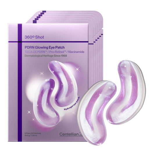 CENTELLIAN 24 360 Shot PDRN Glowing Eye Patch (6 Sets, 12 Stück) – Abschwellende & aufhellende Hydrogel-Augenpads mit PDRN, Retinol & Glutathion, Kühlende Behandlung gegen Augenringe & Tränensäcke