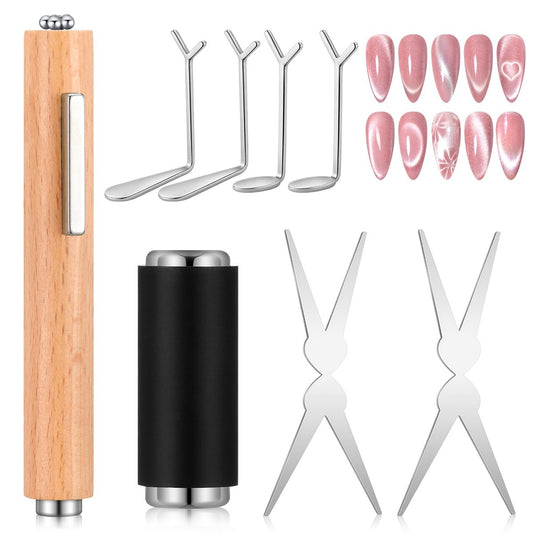 8-teiliges Katzenaugen-Magnet-Set, multifunktionaler scherenförmiger Nagelmagnet für French Nail Art, Heim- und Profi-Studio