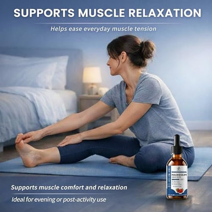 Liquid Magnesium Glycinate Drops für Schlafunterstützung & nächtliche Ruhe – Magnesiumtropfen mit Kamille, Ashwagandha, L-Theanin & GABA zur Entspannungsunterstützung, sanfte Absorption, Erdbeergeschmack, 60 ml