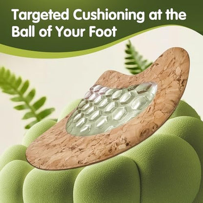 Metatarsal-Pads für Damen: Ballenpolster für hohe Schuhe, Silikon-Gel-Einlagen für ganztägigen Komfort, Schmerzlinderung & Unterstützung, waschbar & wiederverwendbar mit umweltfreundlichem Kork (4er-Pack, Korkbeige)