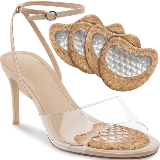 Metatarsal-Pads für Damen: Ballenpolster für hohe Schuhe, Silikon-Gel-Einlagen für ganztägigen Komfort, Schmerzlinderung & Unterstützung, waschbar & wiederverwendbar mit umweltfreundlichem Kork (4er-Pack, Korkbeige)