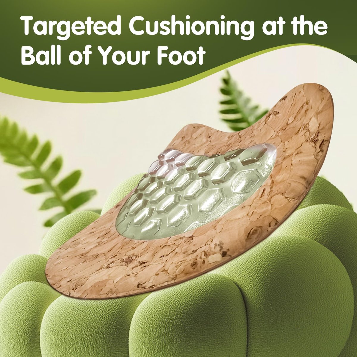Metatarsal-Pads für Damen: Ballenpolster für hohe Schuhe, Silikon-Gel-Einlagen für ganztägigen Komfort, Schmerzlinderung & Unterstützung, waschbar & wiederverwendbar mit umweltfreundlichem Kork (4er-Pack, Korkbeige)