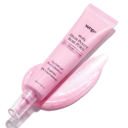 WNP 99% Reines Rose PDRN Glo Boost Highlight Feuchtigkeitscreme für das Gesicht, natürlicher Glow-Verstärker, Hyaluronsäure, 2% Niacinamid, Peptide, aufhellende Haut – Lachs-DNA für Glas-Haut (40 ml 1,35 oz)