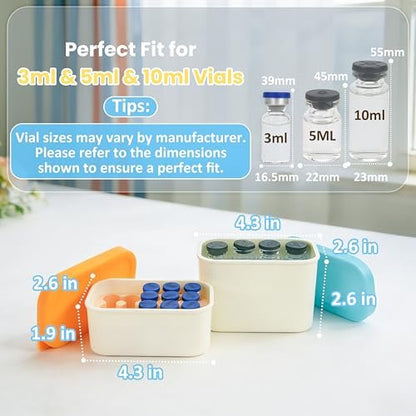 3ml und 5ml/10ml Vial-Aufbewahrungsbox für Peptide – Kühlschrank- & Reisekühler für Diabetiker, herausnehmbare Soft-Einlage, dreifacher Schutz, leicht zu reinigen (2er-Pack, Fläschchen nicht enthalten)