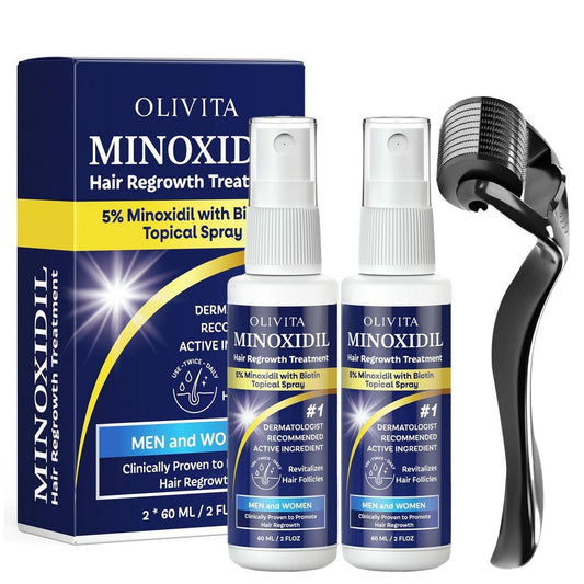 5% Minoxidil Haarwuchsspray für Männer und Frauen – Haarnachwuchs-Kit mit Biotin & Rosmarin – Gegen Haarausfall und Haarverdünnung – Für stärkeres, dickeres und längeres Haar – 2er-Pack