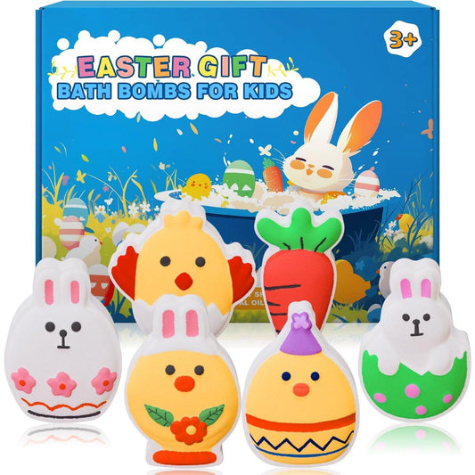 Osterbadeier für Kinder, Teenager & Ostergeschenke – 6er-Pack Osterhase, Küken & Ei Formen – Handgefertigte, sanfte Badekugeln – Perfekt für die Osterparty