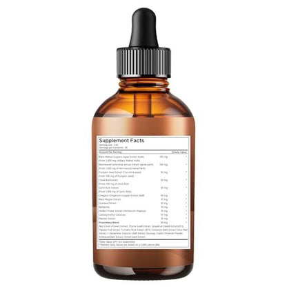 25-in-1 Liposomale Schwarzwalnuss-Wermut-Nelken-Tinktur, Reinigung für Menschen, Tropfenflüssigkeit, Lymphunterstützung mit Knoblauch, Königskerze, Soursop, Kürbiskernen, Berberin, Kurkuma, Echinacea, Zimt – 2 Flaschen