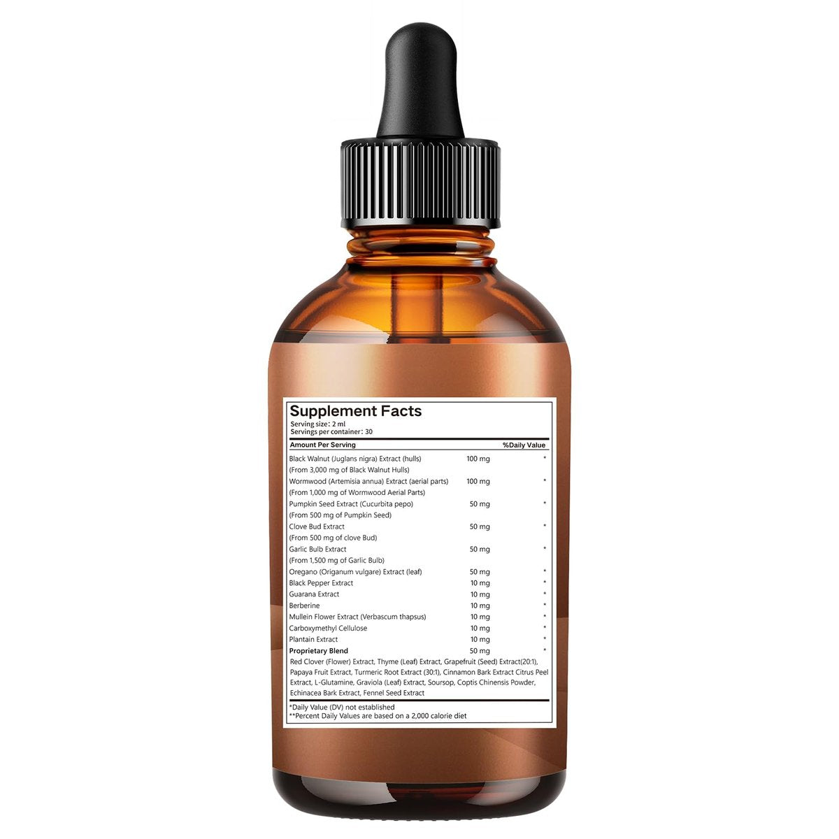 25-in-1 Liposomale Schwarzwalnuss Wurmholz Nelken Tinktur, Darmreinigung für Menschen, Tropfenflüssigkeit, Lymphunterstützung mit Knoblauch, Königskerze, Soursop, Kürbiskern, Berberin, Kurkuma, Echinacea, Zimt