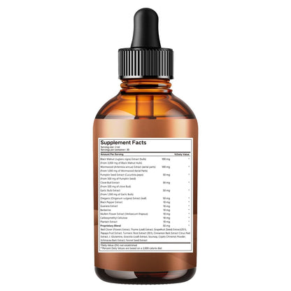 25-in-1 Liposomale Schwarzwalnuss Wurmholz Nelken Tinktur, Darmreinigung für Menschen, Tropfenflüssigkeit, Lymphunterstützung mit Knoblauch, Königskerze, Soursop, Kürbiskern, Berberin, Kurkuma, Echinacea, Zimt
