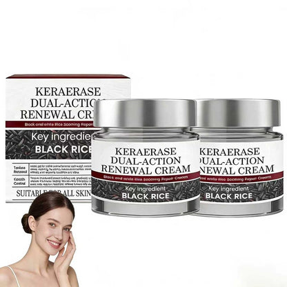 Keratin Erase Dual-Action Renewal Cream – Schwarzer & Weißer Reis Beruhigende Reparaturcreme, Feuchtigkeitsspendendes Körper Serum für glatter aussehende Haut, geeignet für alle Hauttypen (2er Pack)