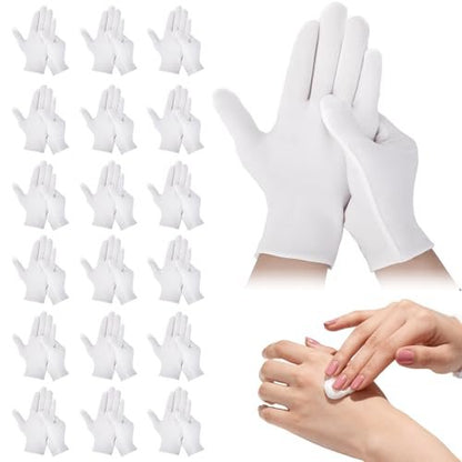 42-teiliges Set weiße Baumwollhandschuhe für trockene Hände, Schlafpflege bei Ekzemen und Nachtfeuchtigkeitspflege, Unisex, weiche, elastische SPA-Handschuhe, für Schmuckinspektion, Kunsthandwerk, Hochzeit, Halloween-Kostüme