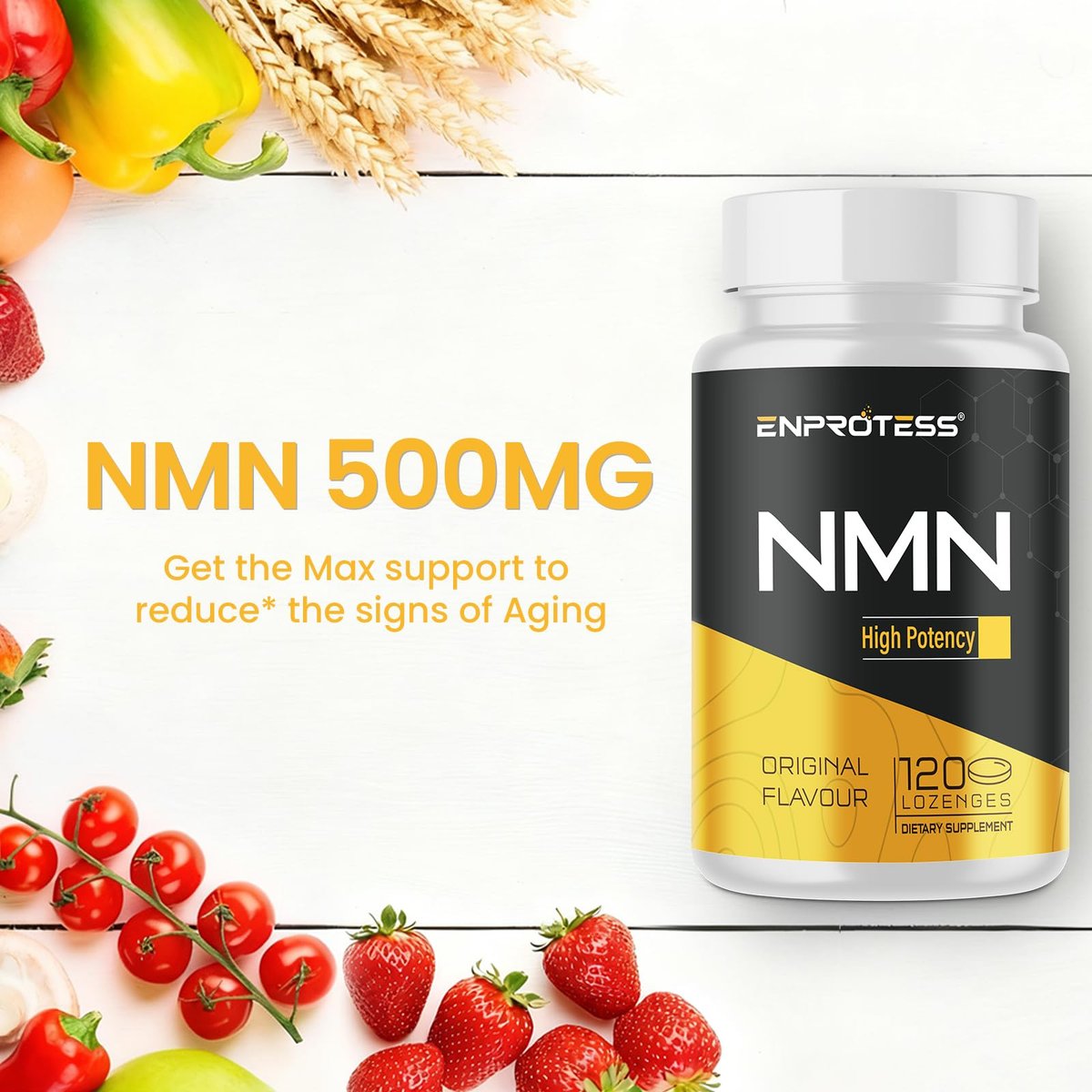 Sublinguales NMN 500 mg – Höchste Aufnahme & schnell wirkend, 120 Lutschtabletten (120-Tage-Vorrat), 99 % reines NMN (Nicotinamid-Mononukleotid) für NAD+, Zellen, Immunsystem, Energie, Muskeln, Anti-Aging, Langlebigkeit