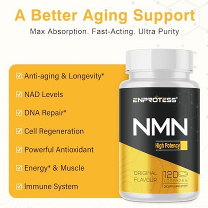 Sublinguales NMN 500 mg – Höchste Aufnahme & schnell wirkend, 120 Lutschtabletten (120-Tage-Vorrat), 99 % reines NMN (Nicotinamid-Mononukleotid) für NAD+, Zellen, Immunsystem, Energie, Muskeln, Anti-Aging, Langlebigkeit