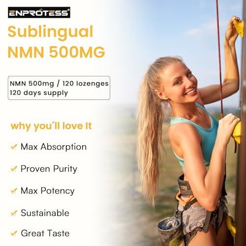 Sublinguales NMN 500 mg – Höchste Aufnahme & schnell wirkend, 120 Lutschtabletten (120-Tage-Vorrat), 99 % reines NMN (Nicotinamid-Mononukleotid) für NAD+, Zellen, Immunsystem, Energie, Muskeln, Anti-Aging, Langlebigkeit