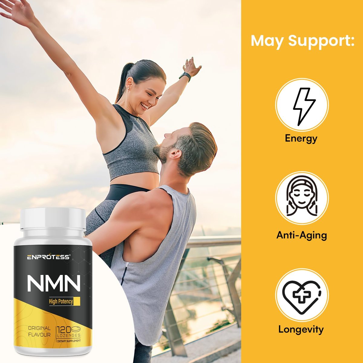 Sublinguales NMN 500 mg – Höchste Aufnahme & schnell wirkend, 120 Lutschtabletten (120-Tage-Vorrat), 99 % reines NMN (Nicotinamid-Mononukleotid) für NAD+, Zellen, Immunsystem, Energie, Muskeln, Anti-Aging, Langlebigkeit