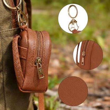 VIOCIWUO Mini Schlüsselanhänger Rucksack 2 Stück, Kosmetiktasche Ohrhörer Organizer PU Leder Make-up Tasche Schlüsseltasche Lippenstifttasche für Frauen
