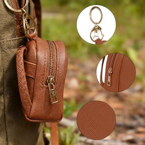 VIOCIWUO Mini Schlüsselanhänger Rucksack 2 Stück, Kosmetiktasche Ohrhörer Organizer PU Leder Make-up Tasche Schlüsseltasche Lippenstifttasche für Frauen