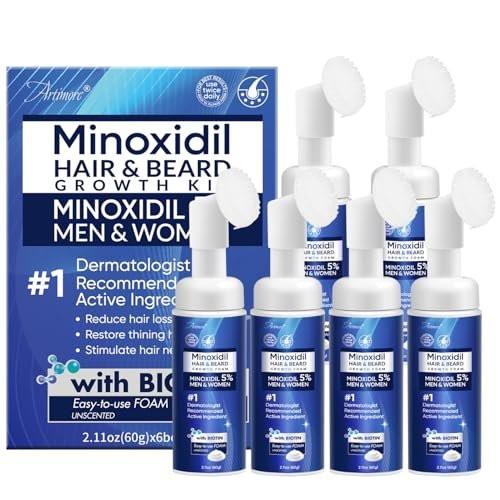 5% Minoxidil Schaum für Männer und Frauen, Minoxidil für Frauen Haarwuchs, Extra starke Haarwuchsbehandlung, Leichte nicht-tropfende Formel für Kopfhaut und Bart, 360ml (6er Pack)