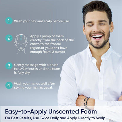 5% Minoxidil Schaum für Männer und Frauen, Minoxidil für Frauen Haarwuchs, Extra starke Haarwuchsbehandlung, Leichte nicht-tropfende Formel für Kopfhaut und Bart, 360ml (6er Pack)
