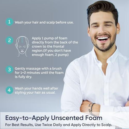 5% Minoxidil Schaum für Männer und Frauen, Minoxidil für Frauen Haarwuchs, Extra starke Haarwuchsbehandlung, Leichte nicht-tropfende Formel für Kopfhaut und Bart, 360ml (6er Pack)