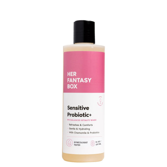 Her Fantasy Box Sensitive Probiotischer+ Sanfter Reiniger – Duftfrei, pH-ausgeglichenes Körperwaschgel mit Kamille & Probiotischen Lysaten, Vegan & Tierversuchsfrei, 237 ml