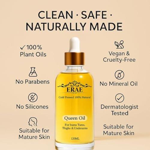 ERAE Queen Body Oil – Kaltgepresste botanische Mischung für hydratisierte & straff aussehende Haut, leichtes, schnell einziehendes Körperöl für Arme, Beine & Bauch