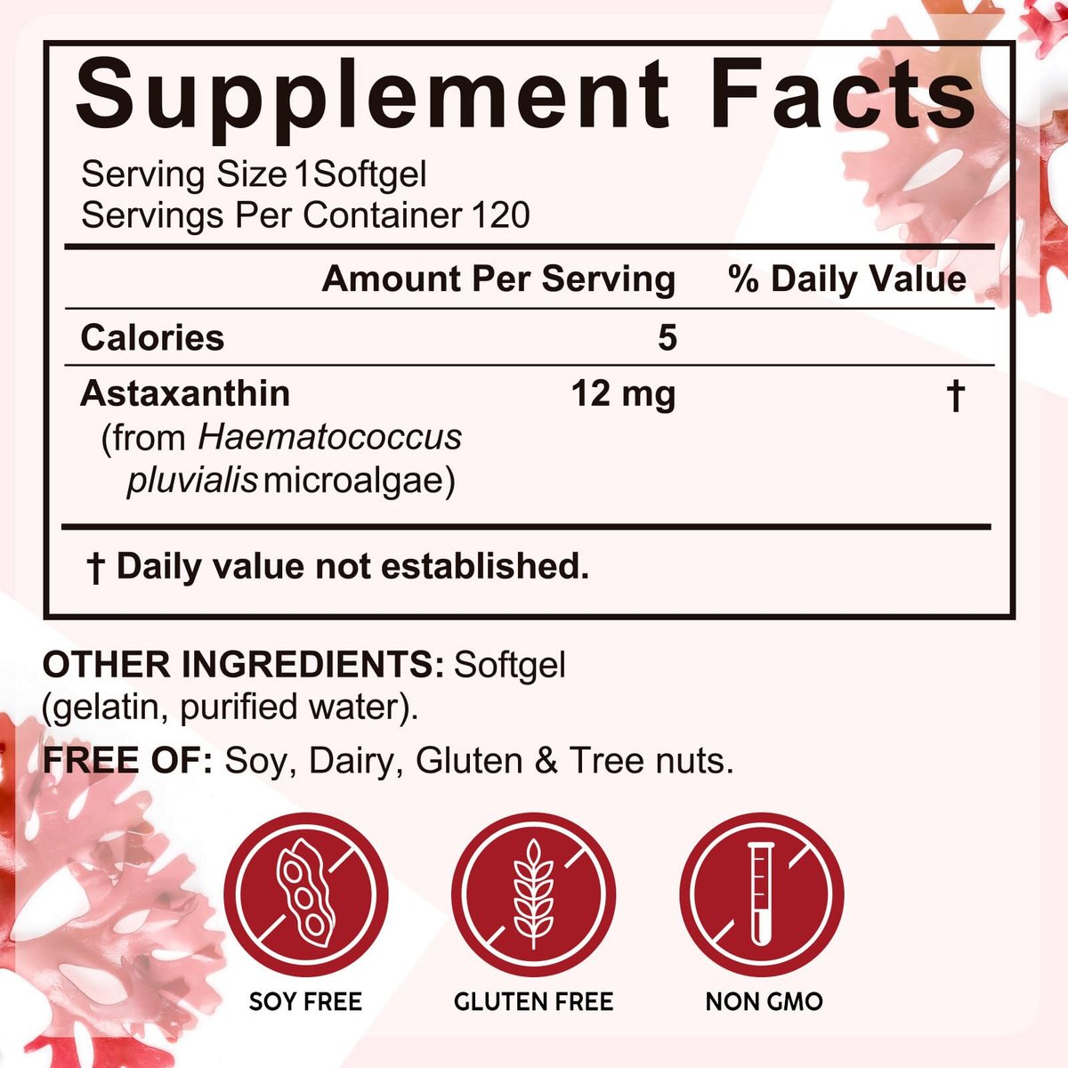 Xaarty Premium Astaxanthin 12 mg – Natürliches Antioxidans für Augen-, Gelenk- und Hautgesundheit, Mikroalgen-Quelle, 4-Monats-Vorrat, 120 Weichkapseln