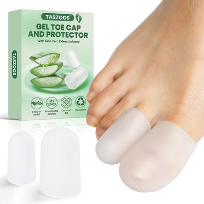 Gel Große Zehenkappen und Schutz – 16er Pack Silikon Zehenschützer mit Aloe Vera Extrakt – Weiche Zehenhülsen für eingewachsene Zehennägel, Hühneraugen, Blasen, Hornhaut und Fußschmerzen (Klarsicht)